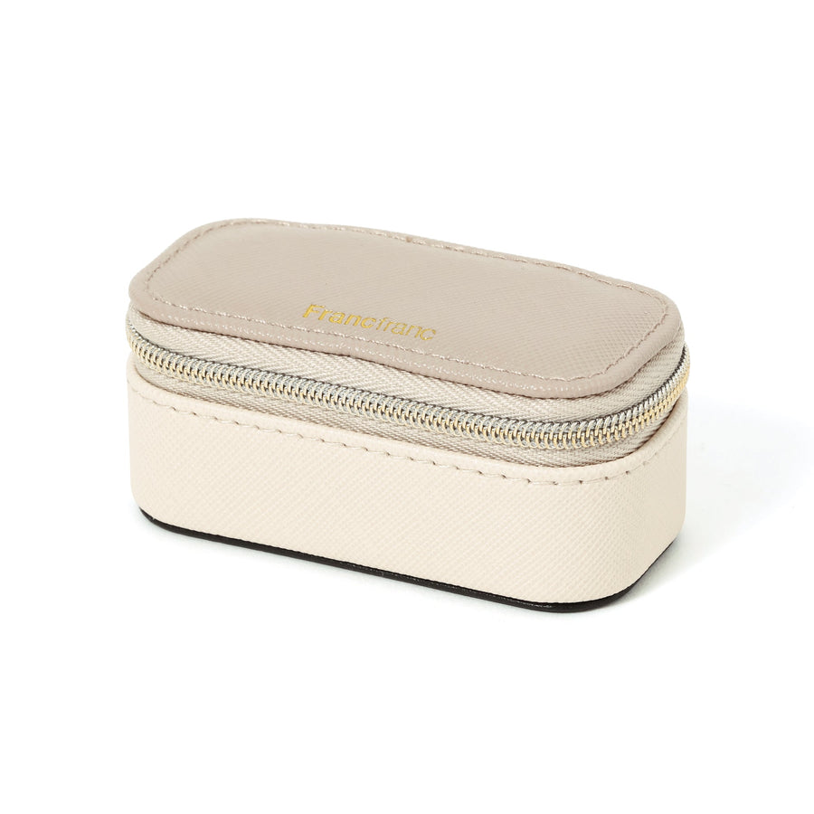 Bicolor Mini Travel Jewelry Box, Ivory