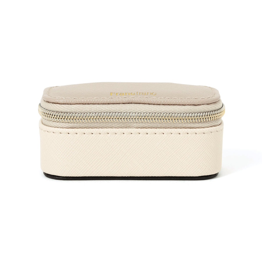 Bicolor Mini Travel Jewelry Box, Ivory