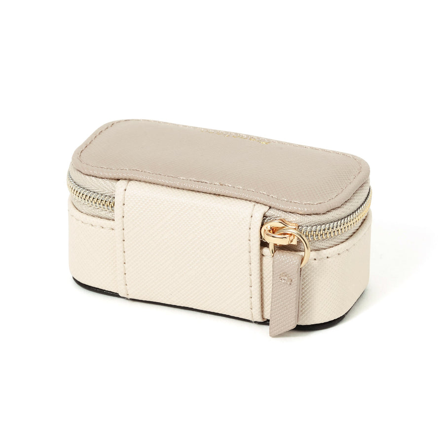 Bicolor Mini Travel Jewelry Box, Ivory