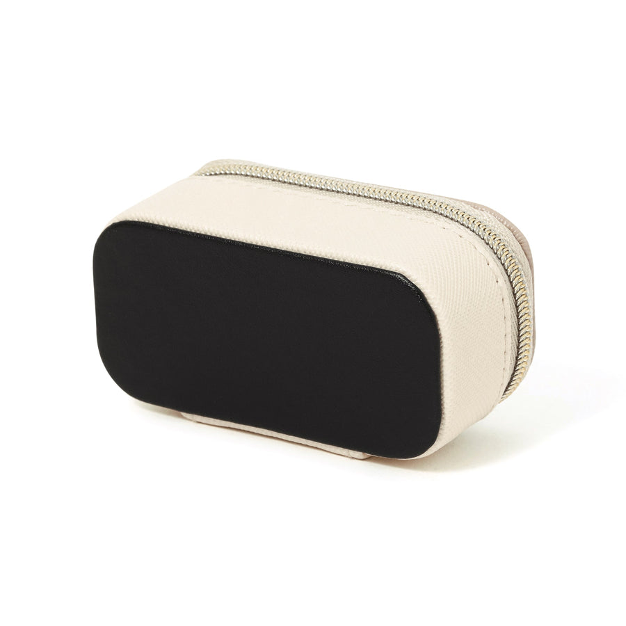 Bicolor Mini Travel Jewelry Box, Ivory