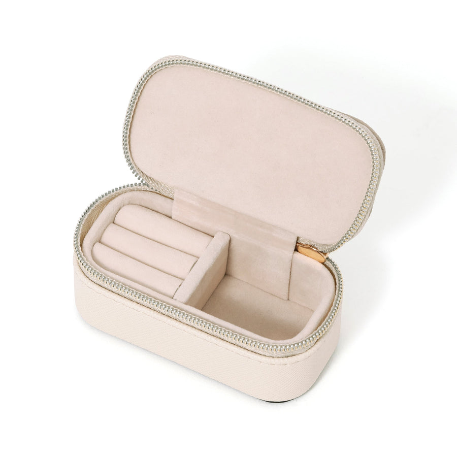 Bicolor Mini Travel Jewelry Box, Ivory