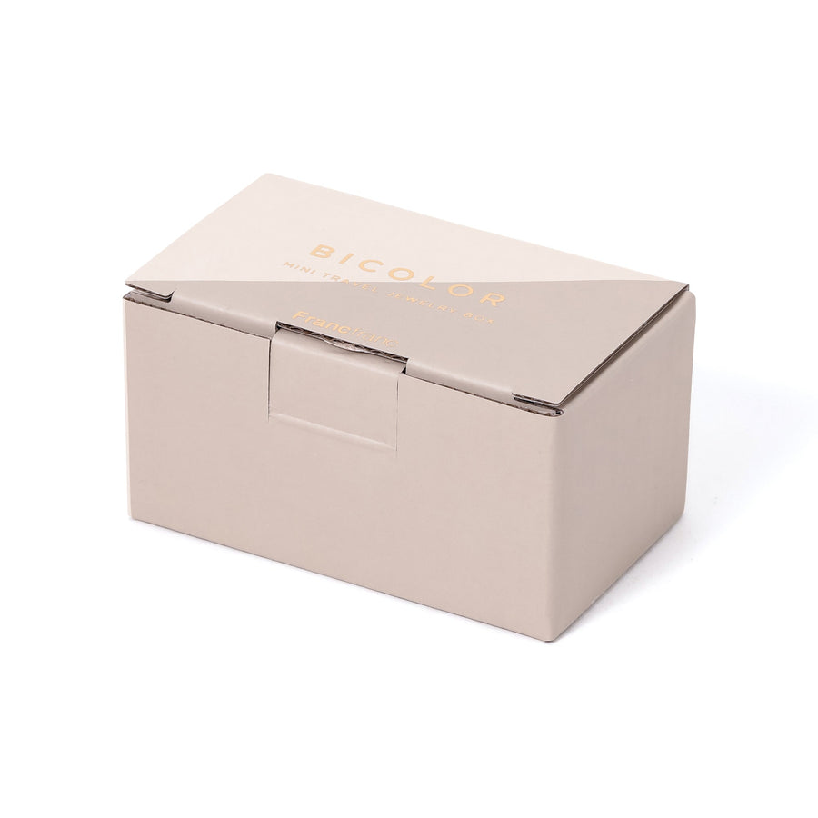 Bicolor Mini Travel Jewelry Box, Ivory