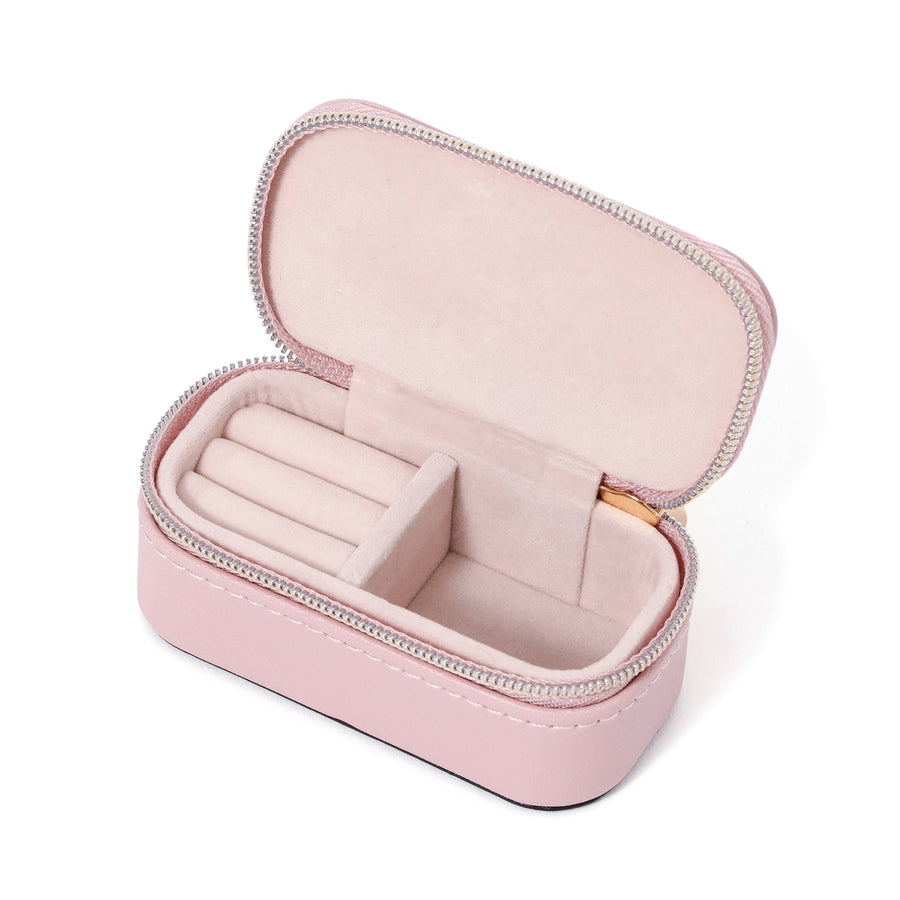 Embroidered Flower Mini Travel Jewelry Box, Pink