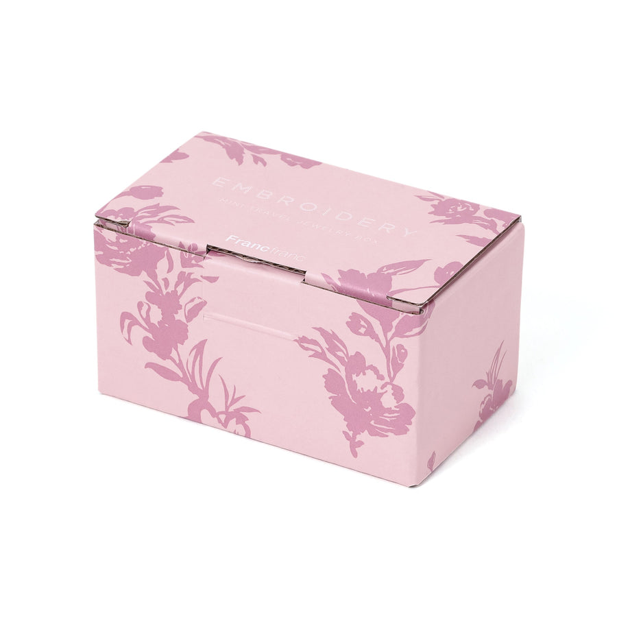 Embroidered Flower Mini Travel Jewelry Box, Pink