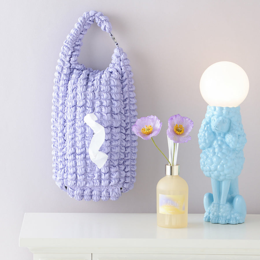 モコモコ 掛けられるティッシュカバー パープル