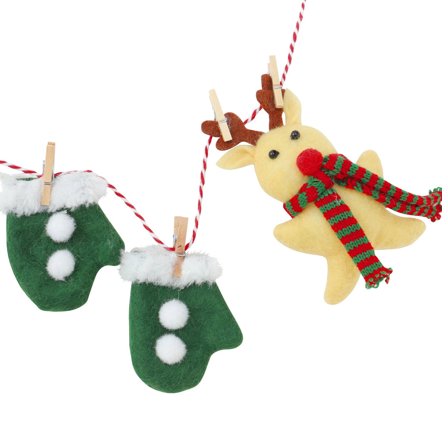 ファブリックガーランド お洋服 レッド