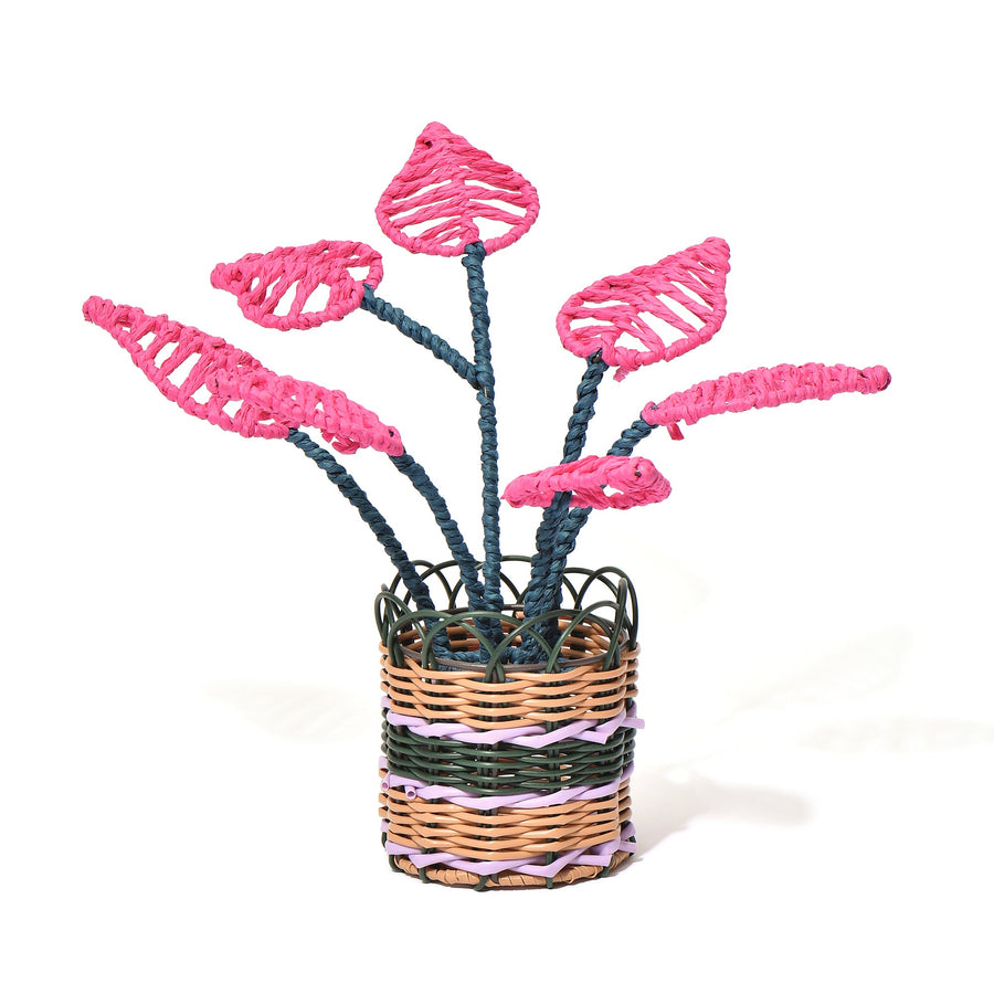 バスケット プランツポット オブジェ ピンク