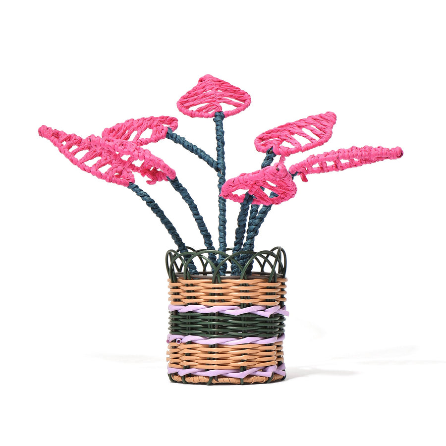 バスケット プランツポット オブジェ ピンク