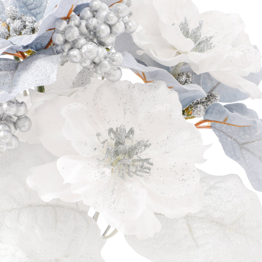 アートフラワー ポインセチア ブッシュ ライトブルー