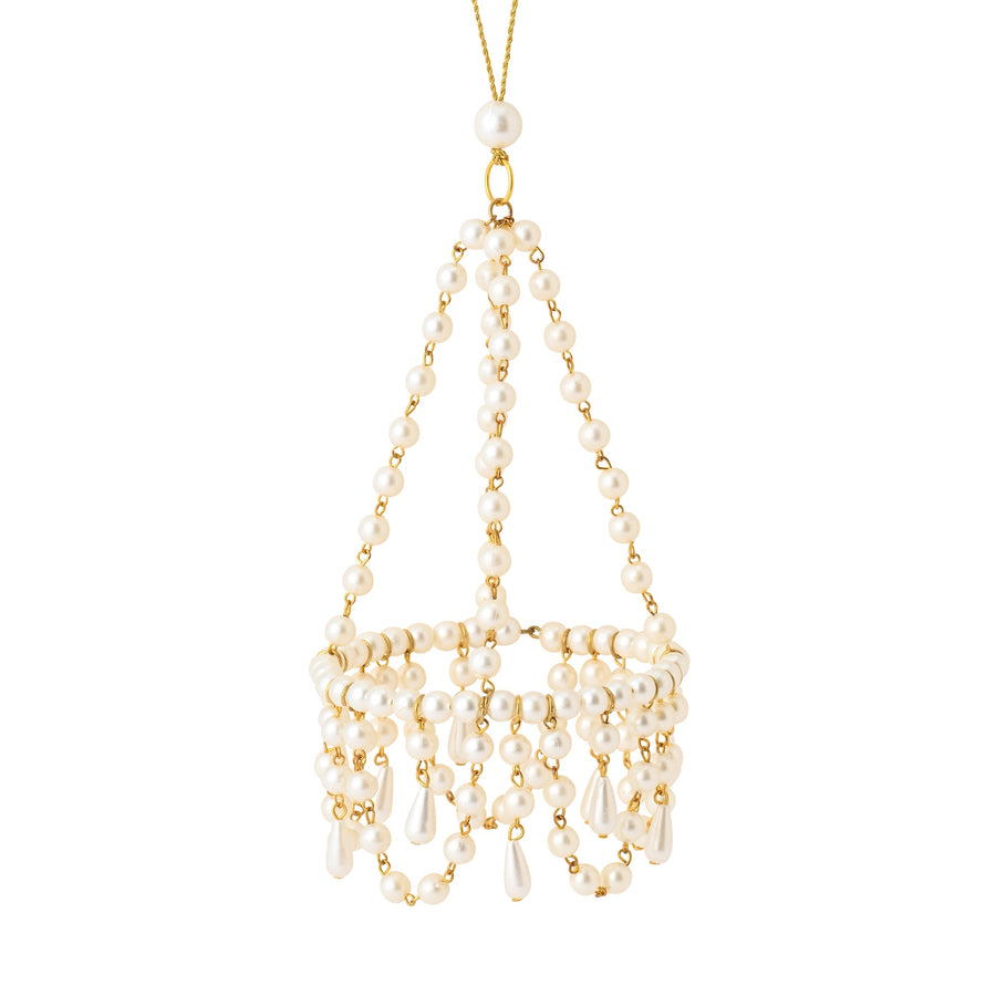 ビーズオーナメント シャンデリア パール