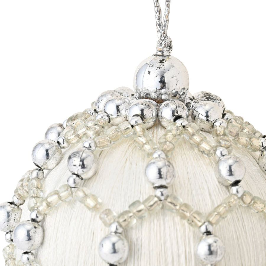 タッセルオーナメント ビーズ シルバー