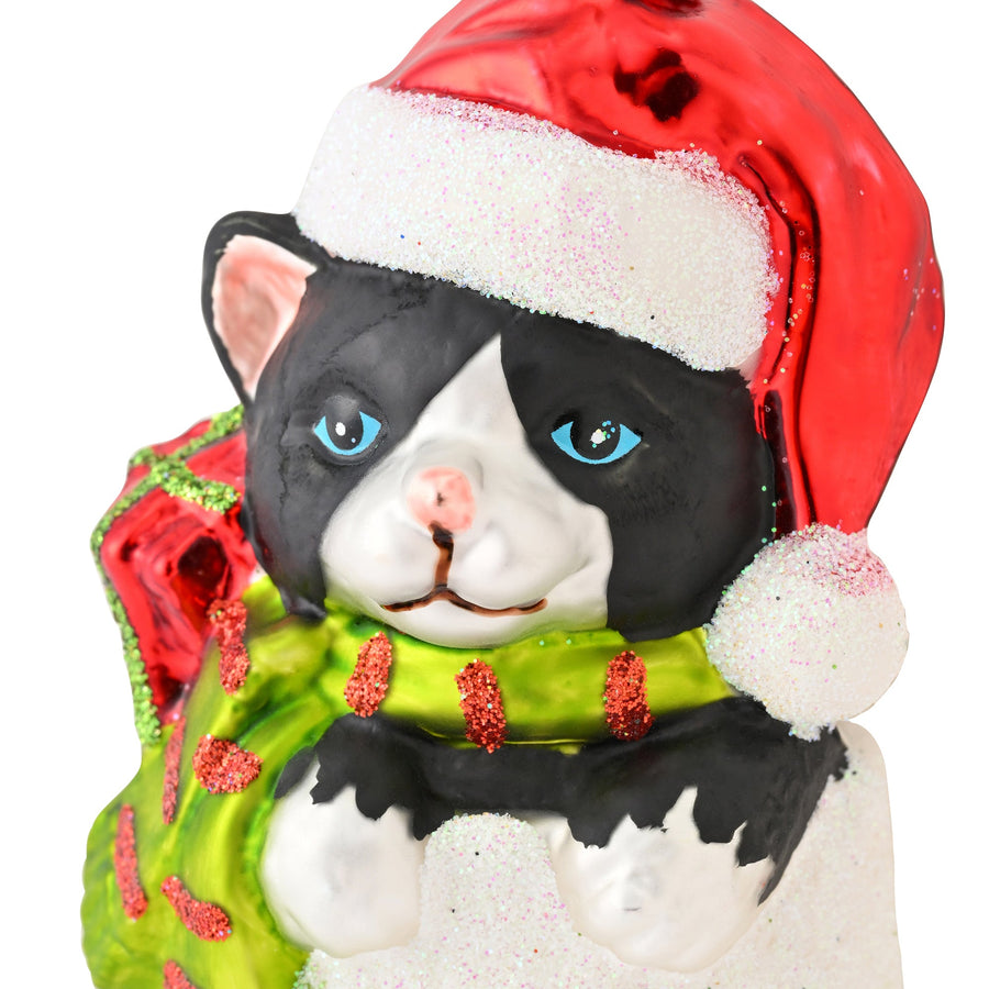 ガラスオーナメント ネコ 靴下