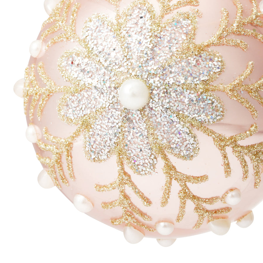 ガラスオーナメント スノー ピンク