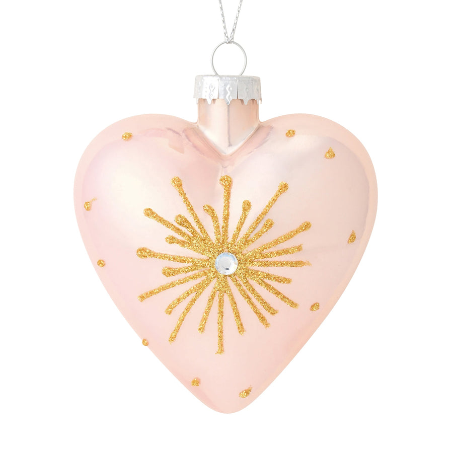 ガラスオーナメント ハート ピンク