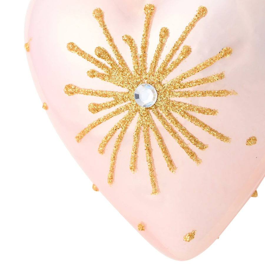 ガラスオーナメント ハート ピンク