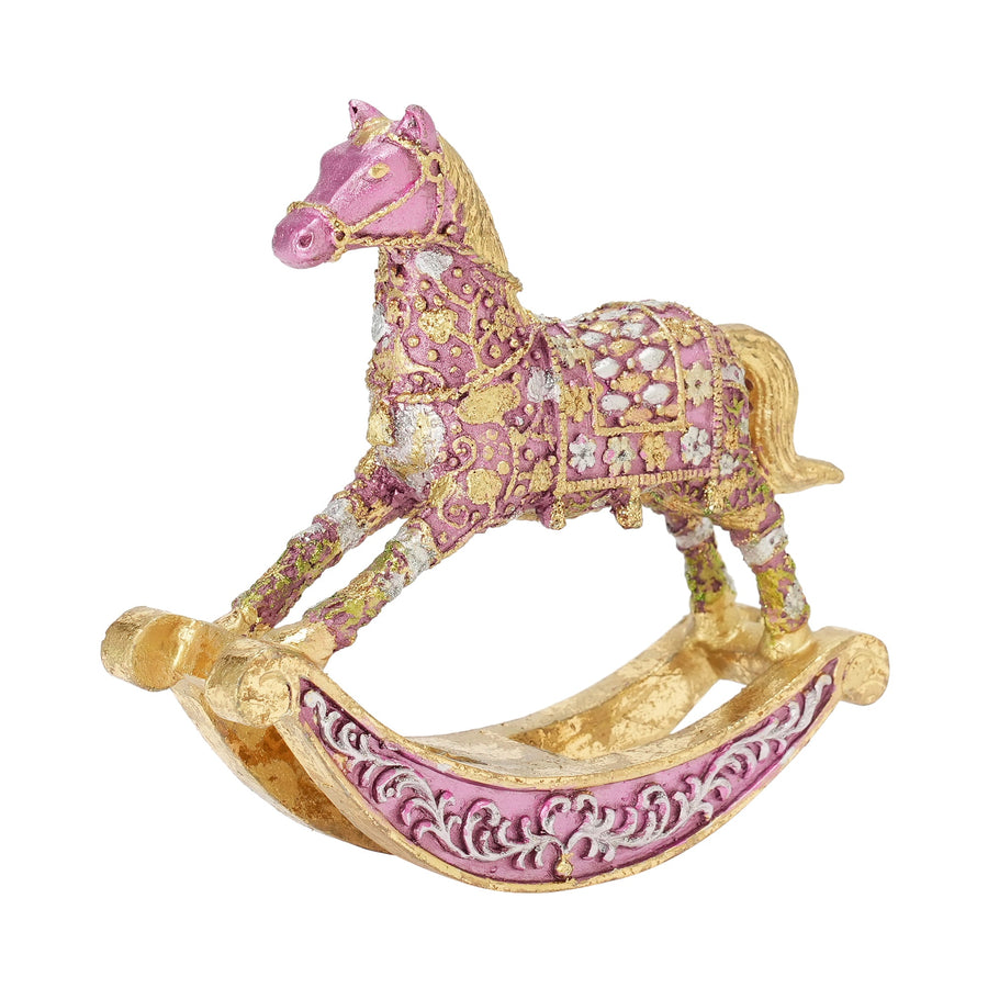 レジンオブジェ ロッキングホース ダークピンク