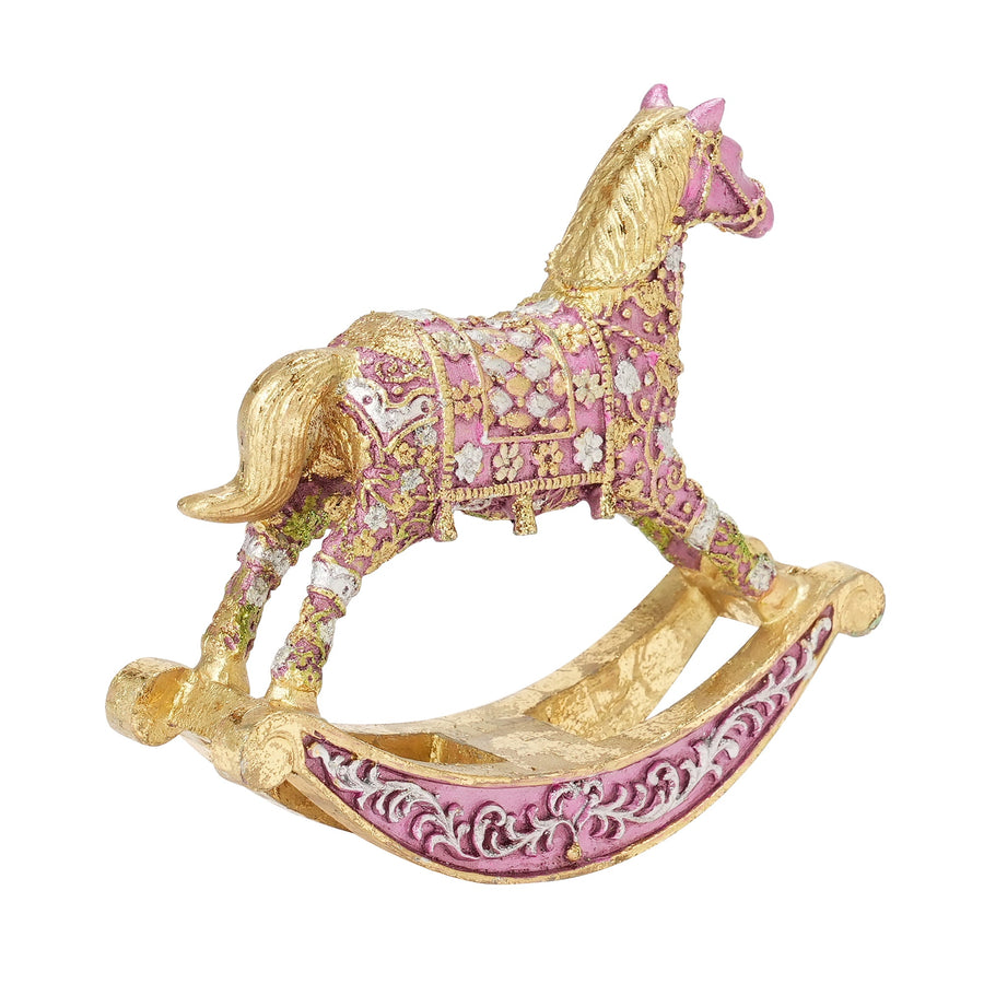 レジンオブジェ ロッキングホース ダークピンク