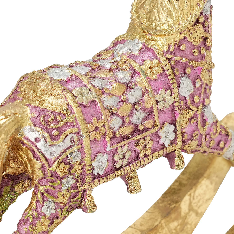 レジンオブジェ ロッキングホース ダークピンク