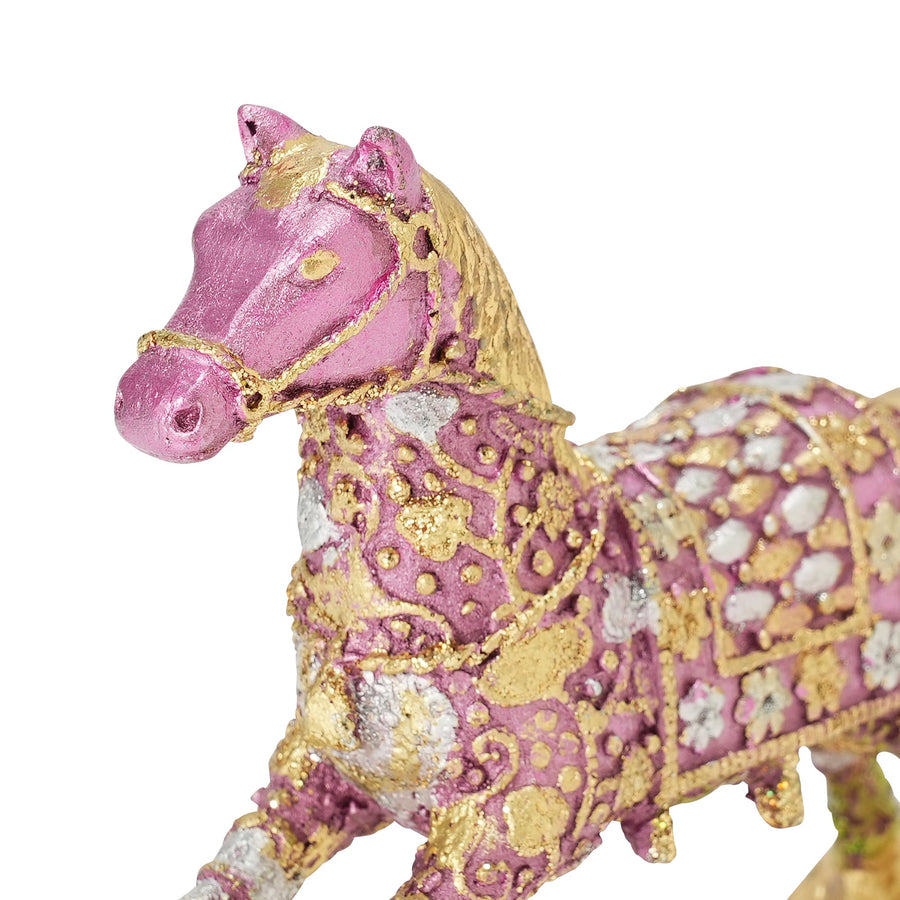 レジンオブジェ ロッキングホース ダークピンク