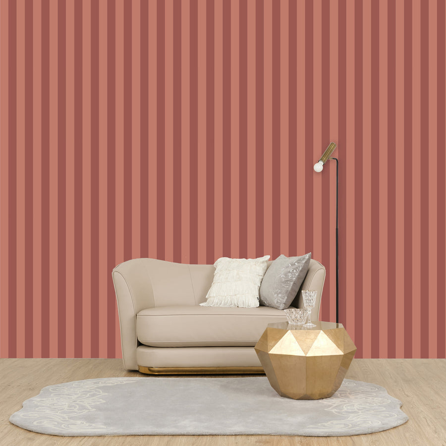 リムーバブル ウォールペーパー ストライプ レッド