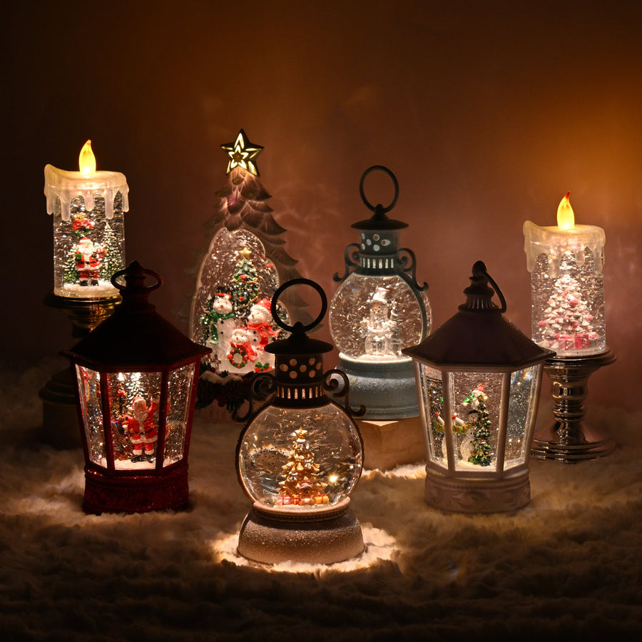 スノードーム スクエアランタン サンタ L