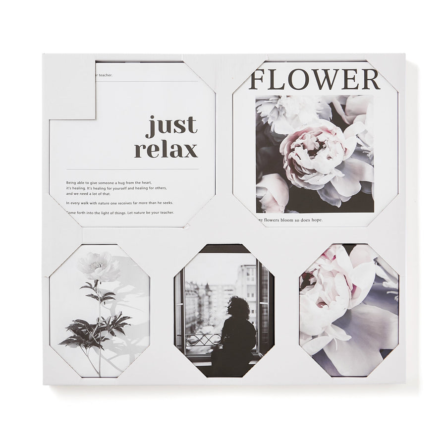 Monochrome Art Board Set of 5 Flowers