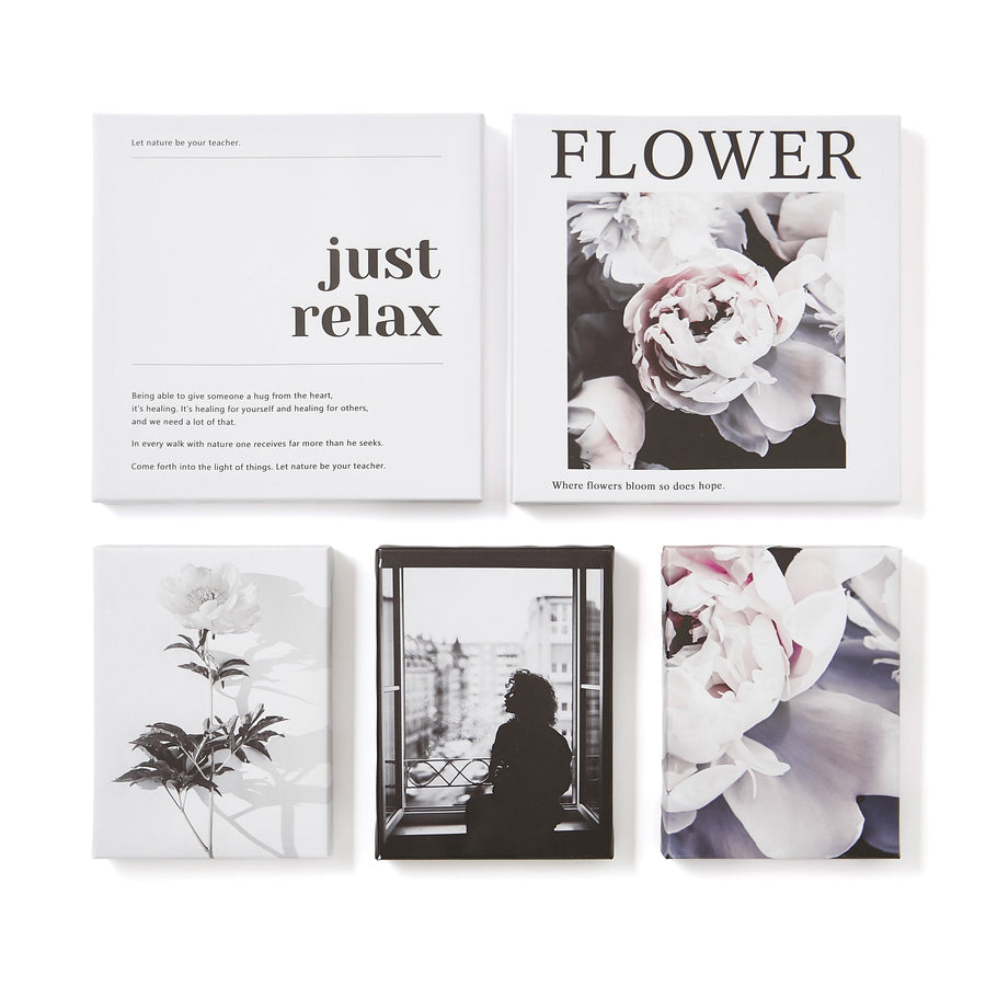 Monochrome Art Board Set of 5 Flowers