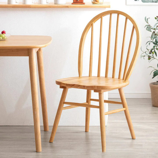 Dining chair, natural wood, Windsor chair, bow back style