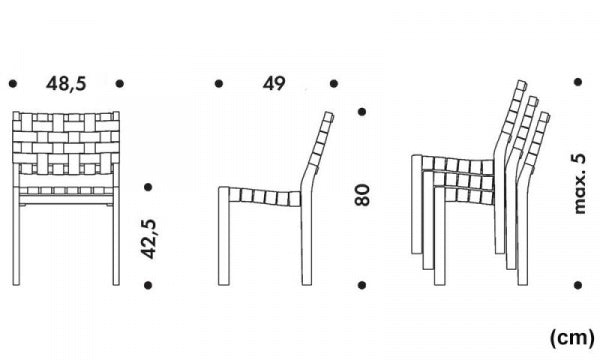 CHAIR 611 Natural Lacquer x Black/Blue Webbing Tape