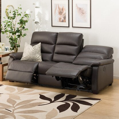 3-seater reclining sofa with electric table (N Beliva 2 leather DBR) 