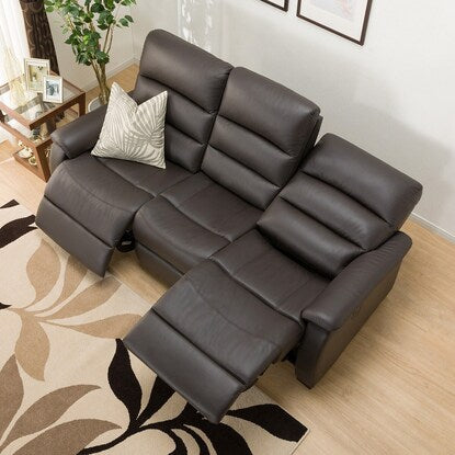 3-seater reclining sofa with electric table (N Beliva 2 leather DBR) 