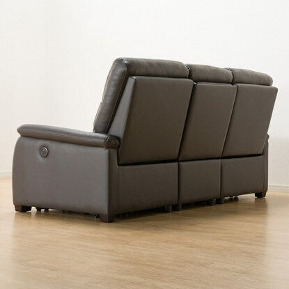 3-seater reclining sofa with electric table (N Beliva 2 leather DBR) 