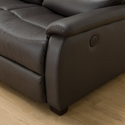 3-seater reclining sofa with electric table (N Beliva 2 leather DBR) 