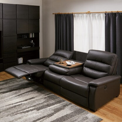 3-seater reclining sofa with electric table (N Beliva 2 leather DBR) 