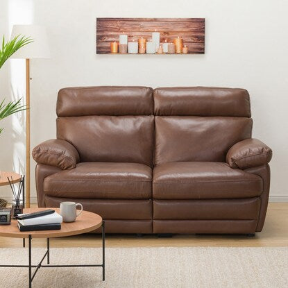 2-seater genuine leather sofa (Z278KD DBR)