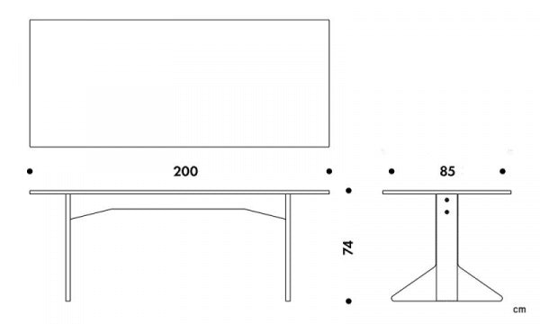 KAARI Table REB001 W200 Black Linoleum