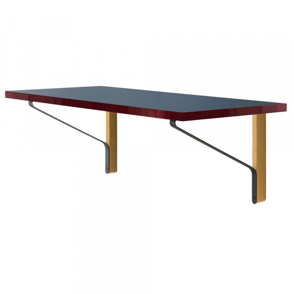 KAARI Wall-Mounted Console REB006, Smoky Blue Linoleum with Red Glossy Edge