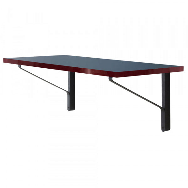 KAARI Wall-Mounted Console REB006, Smoky Blue Linoleum with Red Glossy Edge