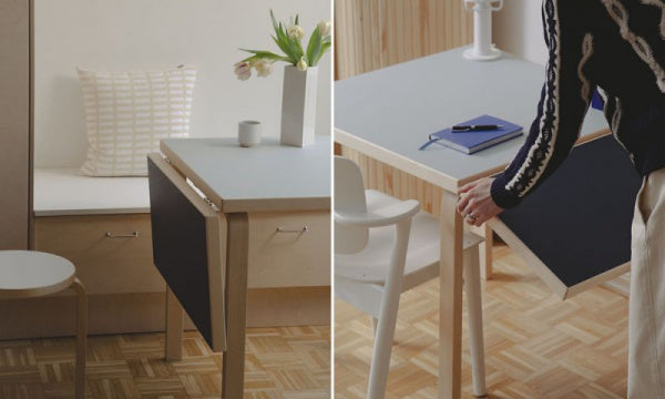 DL81C Drop Leaf Table Vapor x Smoky Blue Linoleum