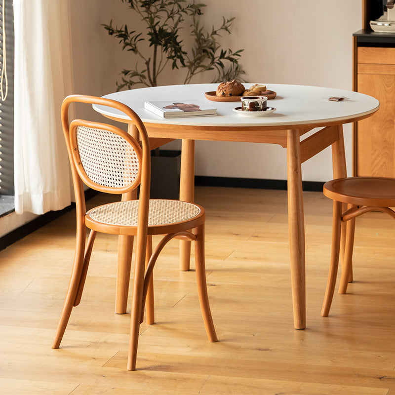 Rattan style round wood dining chair