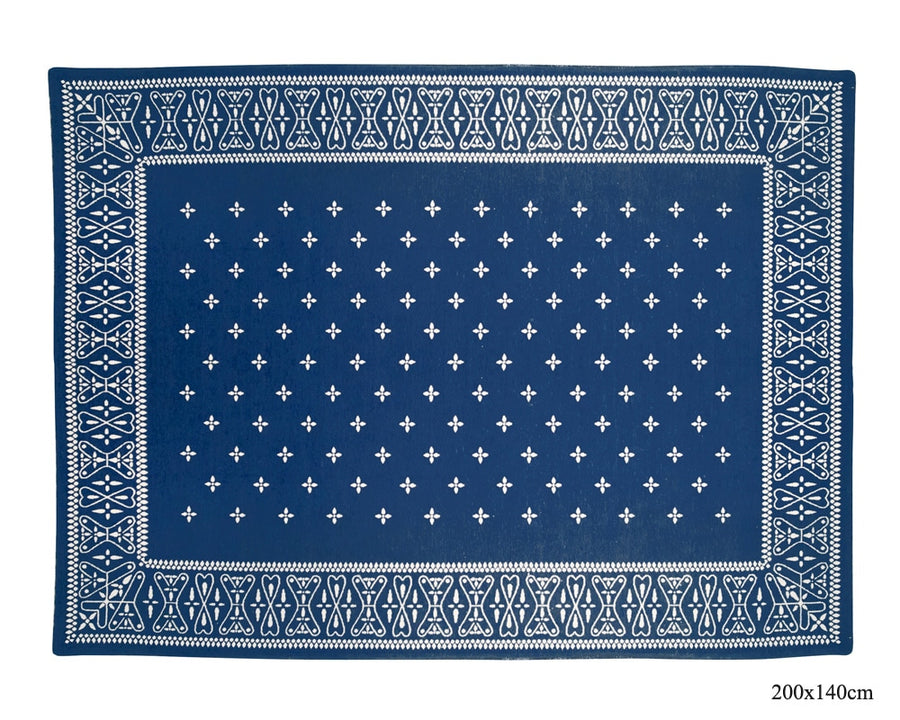 Cross Bandana Rug Navy クロスバンダナラグ ネイビー 160×120cm
