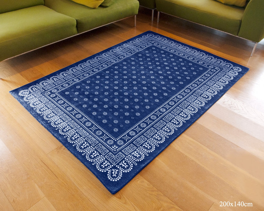 Flower Bandana Rug Navy フラワーバンダナラグ ネイビー 160×120cm