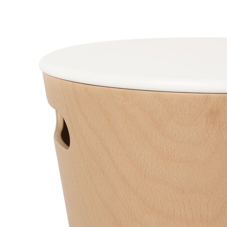 Woodrow Storage Stool, White, Natural
