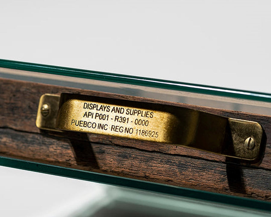GLASS DISPLAY CASE WITH VINTAGE DRAWER