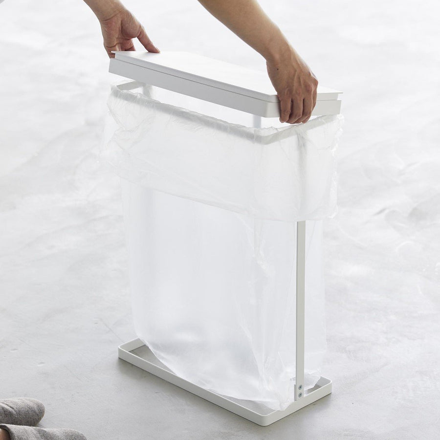 Tower Slim Lidded Garbage Sorting Bag Holder, 45L, Side Opening, Set of 2