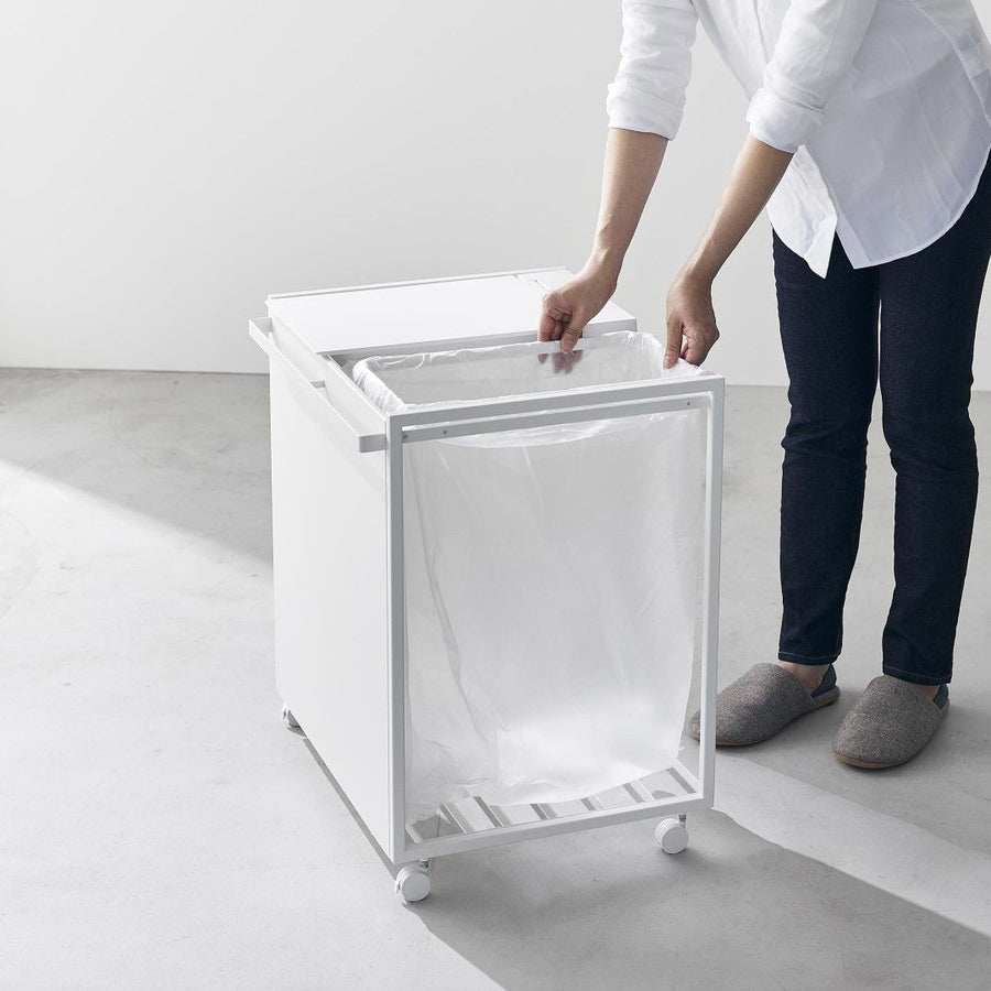 Tower 45L lidded blindfolded trash cart with 2 compartments