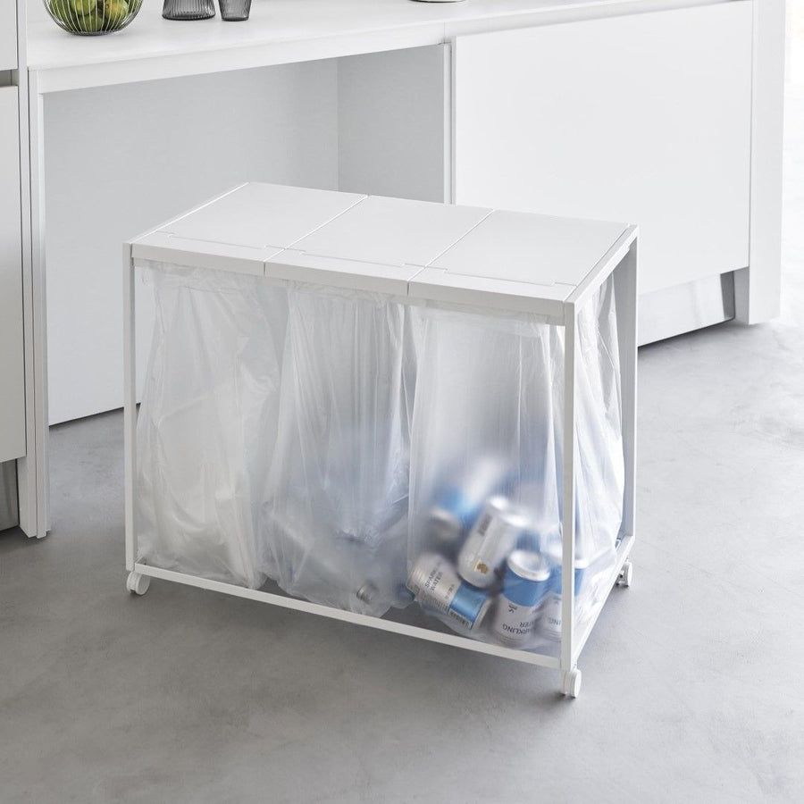 Tower 45L lidded, privacy-protected trash cart with 3 compartments
