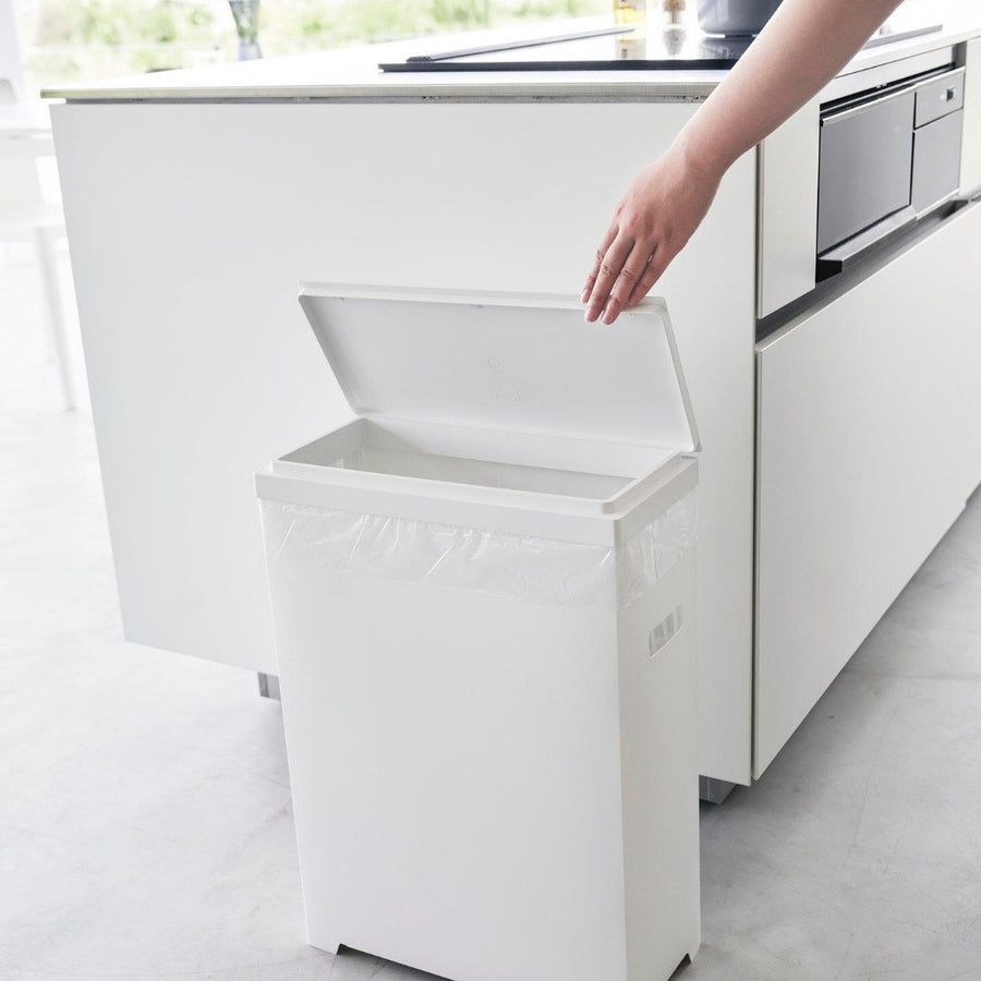 Tower Slim Trash Can with Lid, Side-Opening Type