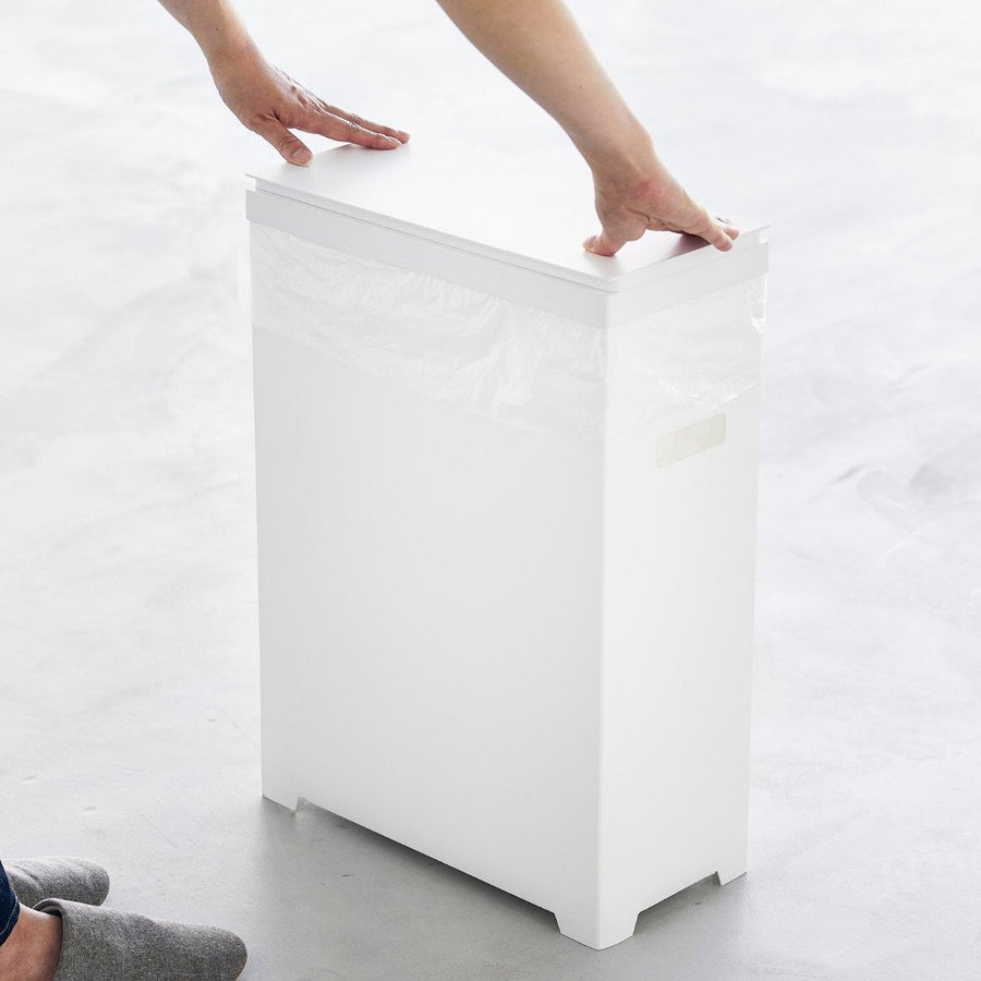 Tower Slim Trash Can with Lid, Side-Opening Type, Set of 2