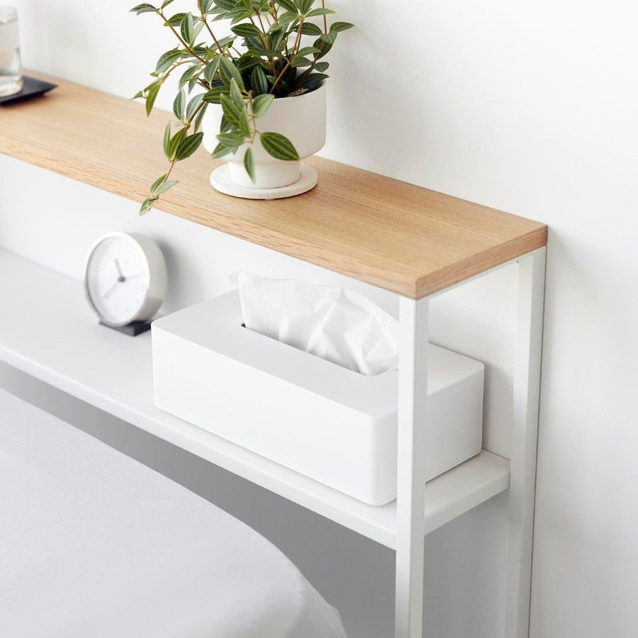 Tower Headboard with Movable Shelves